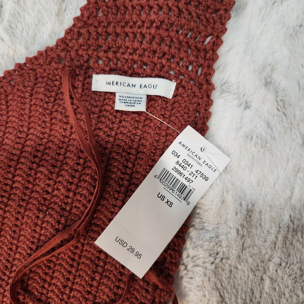 NWT American Eagle crochet tie-back crop top size XS - Picture 4 of 7